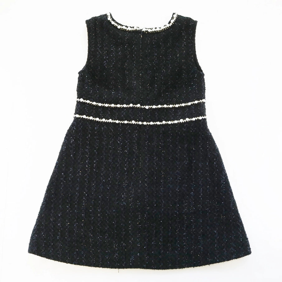 Pearl Trim Textured Dress